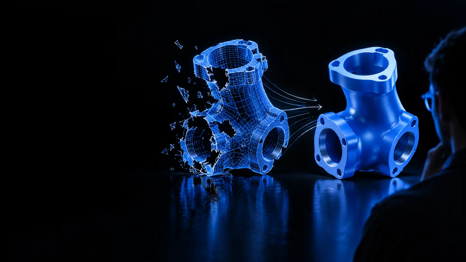 Digitales 3D-Mesh für die STL-Überprüfung vorbereitet